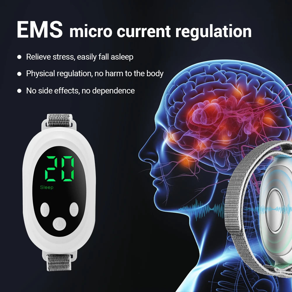 EMS Sleep Aid Device Microcurrent Sleep Aid Machine Sleep Instrument for Insomnia Stress Anxiety Relief Palm Pulse Massager