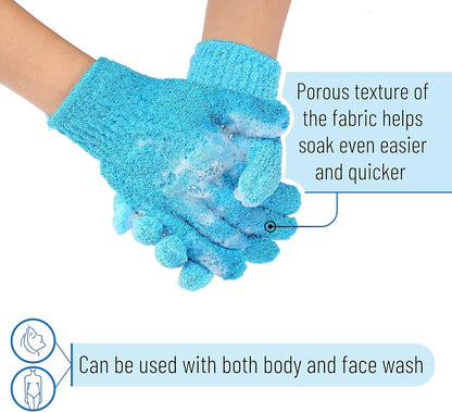 Slick- Exfoliating Gloves, 4 Pcs, Skin Exfoliator for Body, Shower Gloves, Scrub Gloves Exfoliating, Exfoliating Body Scrub Gloves, Loofah Glove, Exfoliation Mitt, Bath Gloves